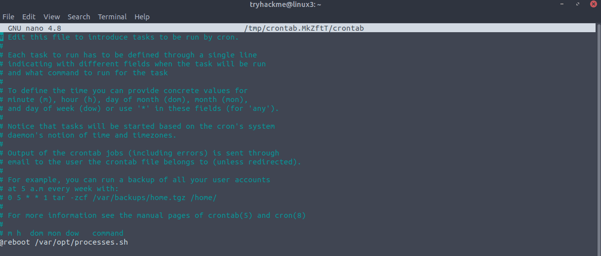 Crontab file on the deployed instance