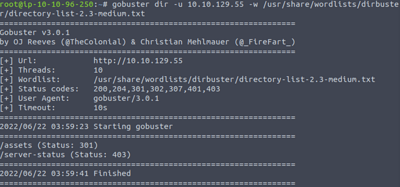 Gobuster results