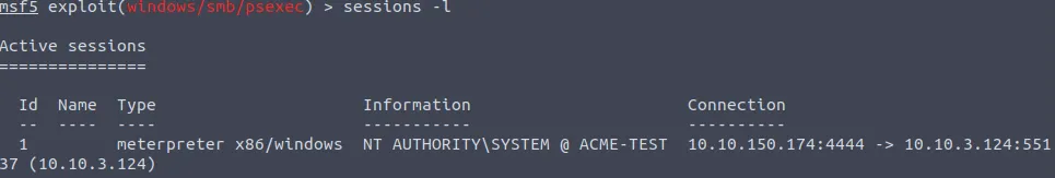 Listing the running sessions