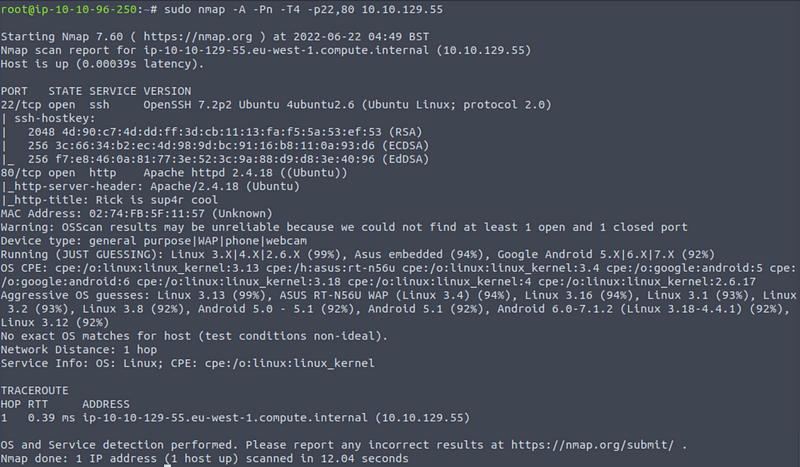 NMap detailed results