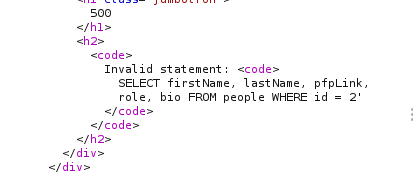 SQL query in source code