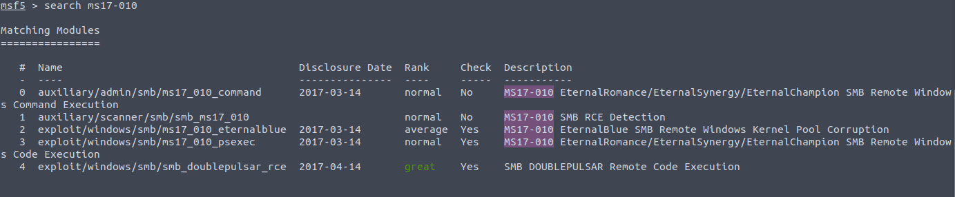 Searching for ms17-010