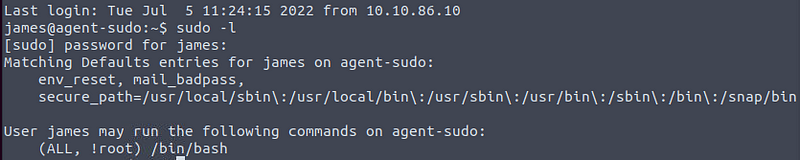 Checking out james’ privileges
