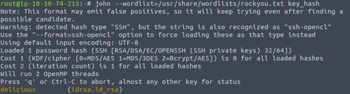 Cracking the SSH key hash