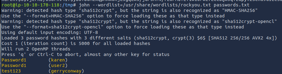 Cracking the hashes