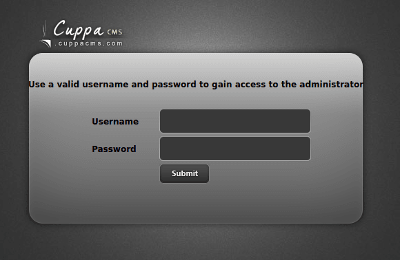 Cuppa CMS Administrator login