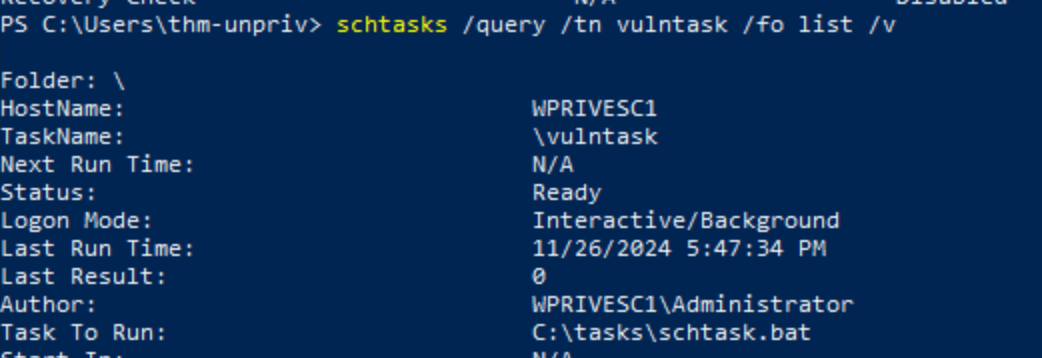 Finding info on the vulntask task
