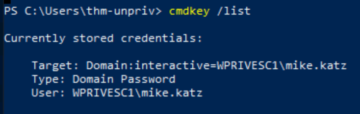 Finding saved credentials
