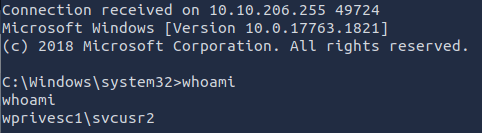 Receiving a reverse shell again