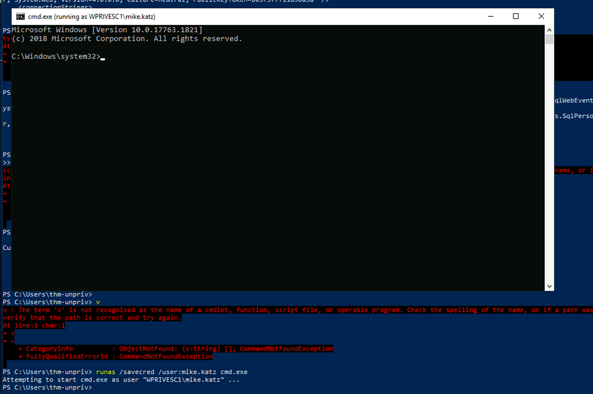 Running cmd.exe with saved credentials