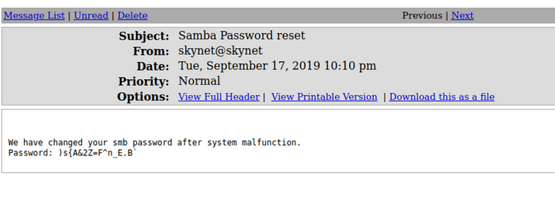 Samba password reset email