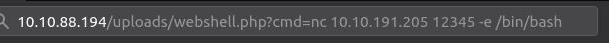 Running the webshell together with a command as the cmd parameter