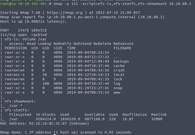 Checking for mounts on the NFS service