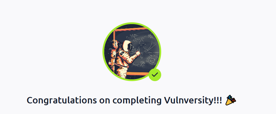 Congratulations on completing Vulnversity!