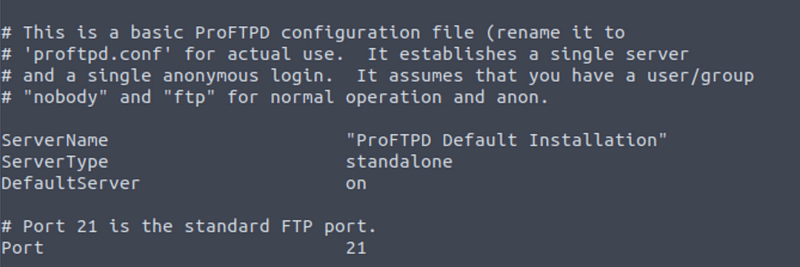 Getting info on the ProFTPD configuration