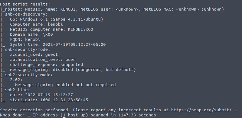 Host script results