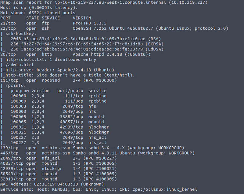 Port scanning using nmap