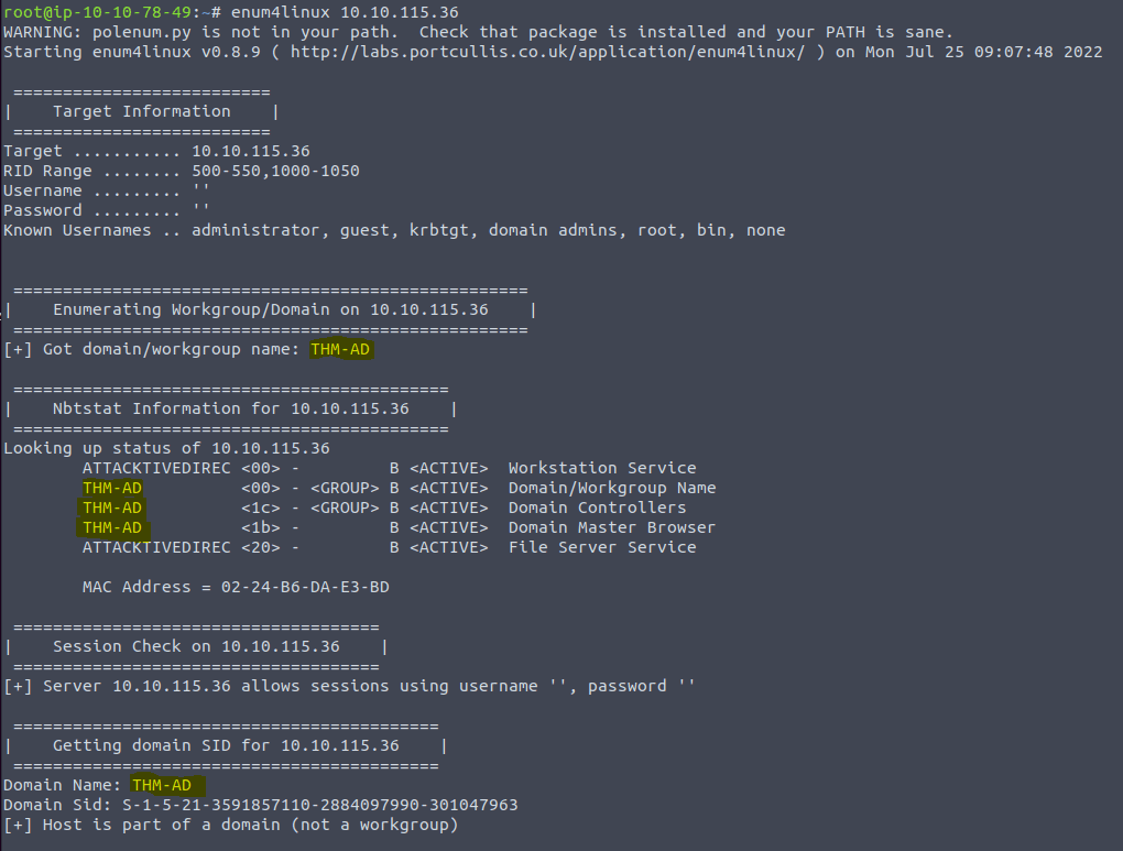 Running enum4linux
