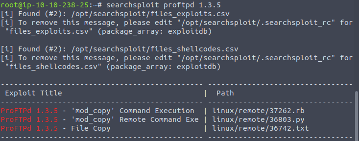 Using searchsploit to find exploits