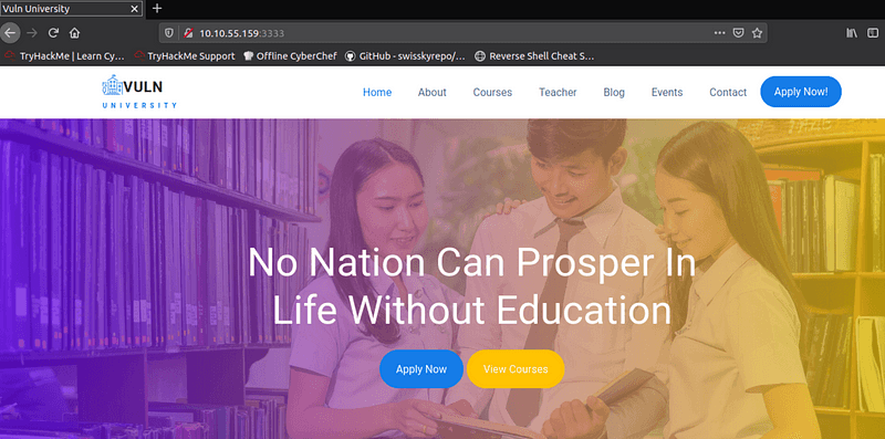 Visiting the webpage