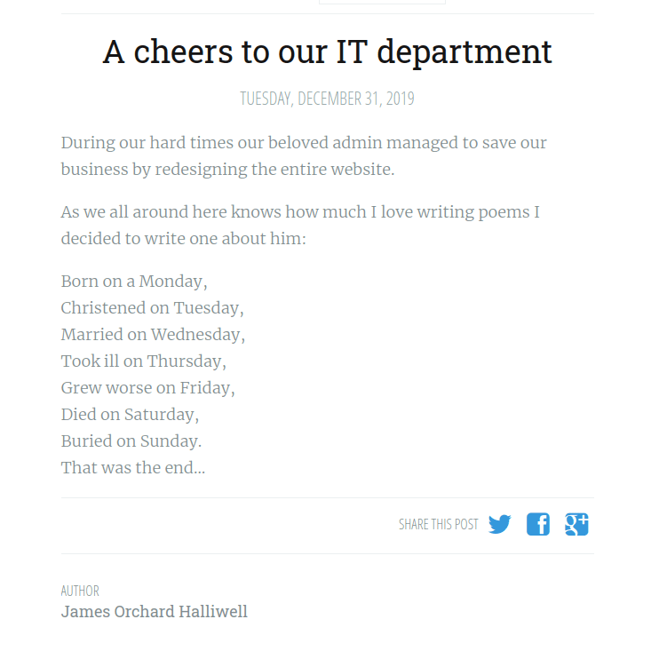 A poem found in a post