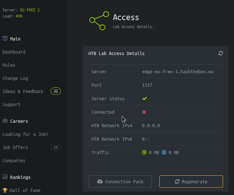 Connection pack button
