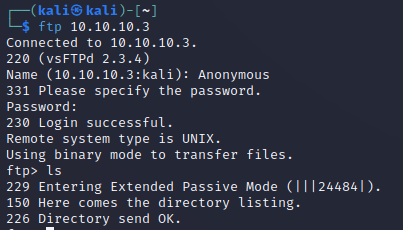 Logging into the FTP server