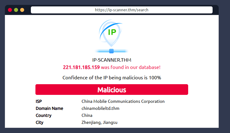 Malicious IP found