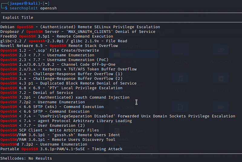 Searching for openssh exploits