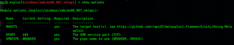 Showing module options