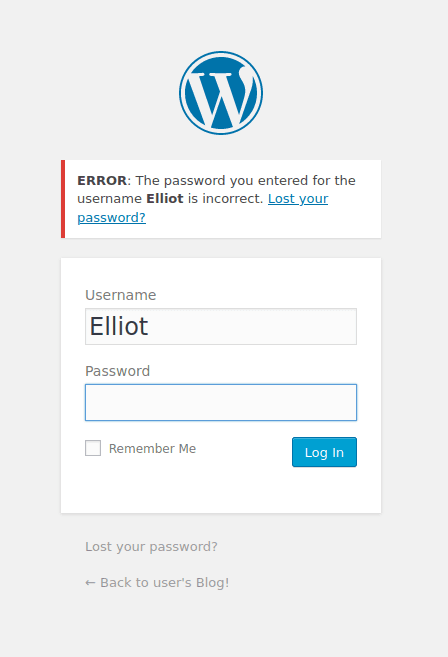 The login screen confirms the username is correct
