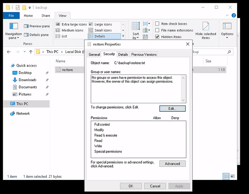 restore.txt file properties