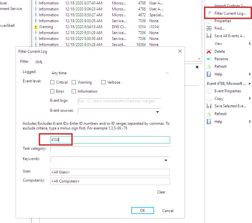 Filter Current Log